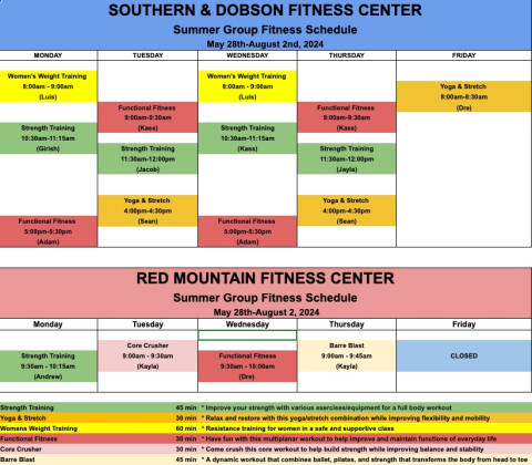Group Fitness Class Schedule