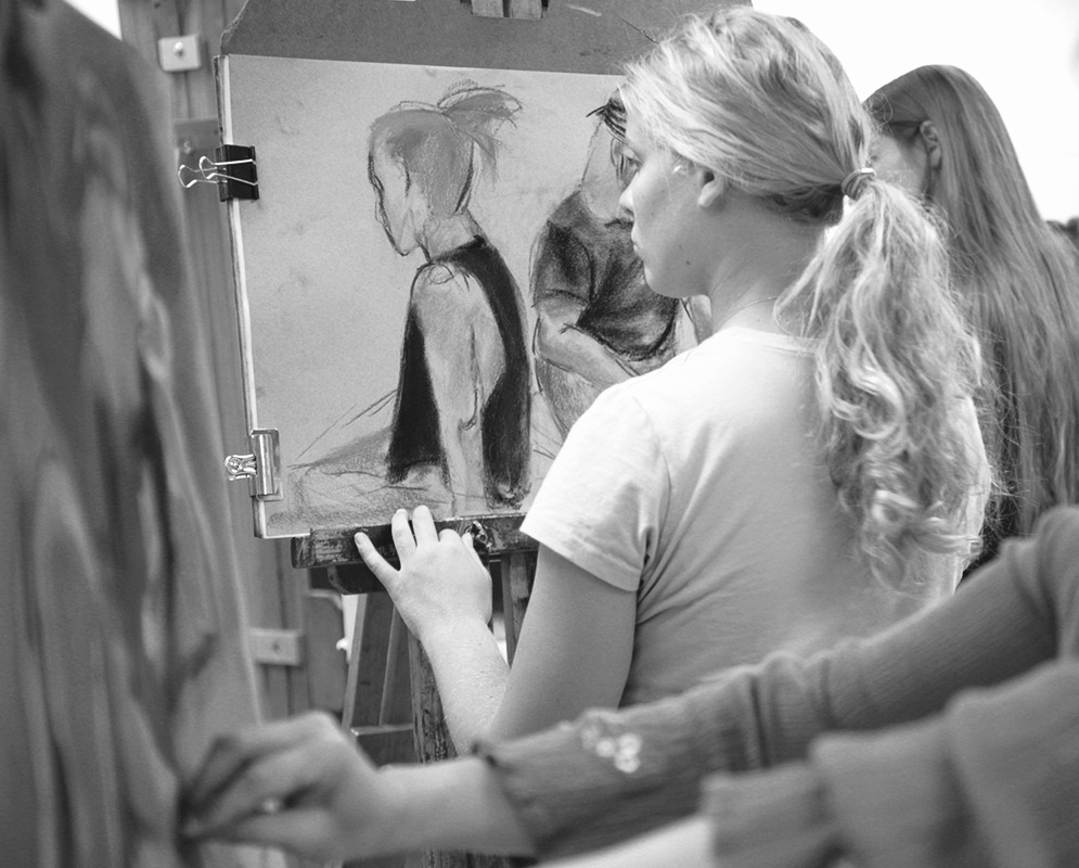 Students studying at the Art Gallery