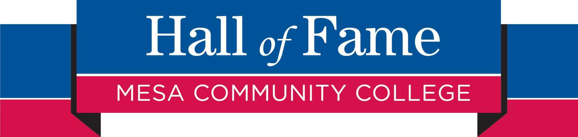 Hall of fame banner in red, white, and blue/