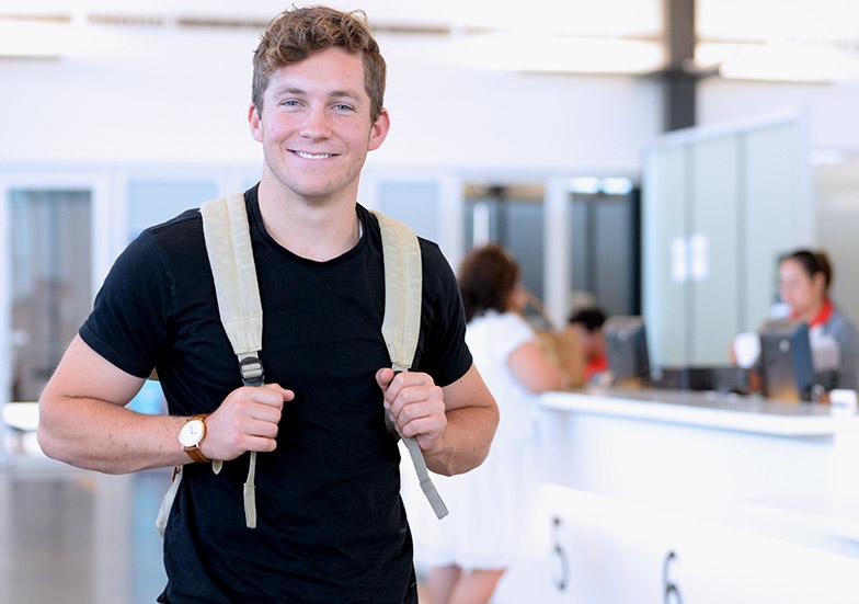 Student in the Enrollment Center