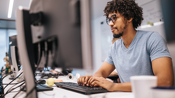 Student using computer