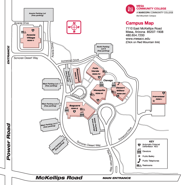 Mcc Red Mountain Campus Map Red Mountain Campus Map | Locations | Mesa Community College