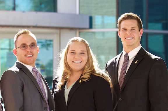 2016 Coca-Cola scholars Sean West, Misty Stickney and Jacob Sorenson.