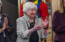 U.S. Secretary of the Treasury Janet L. Yellen clapping while visiting MCC