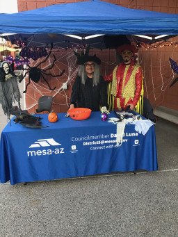 Councilmember David Luna (left) at the annual Halloween Extravaganza.