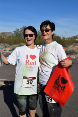 Nora Reyes and Nicole Cerveny at the Red Mountain Color Fun Run.