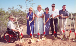 Employee photo opp during groundbreaking.