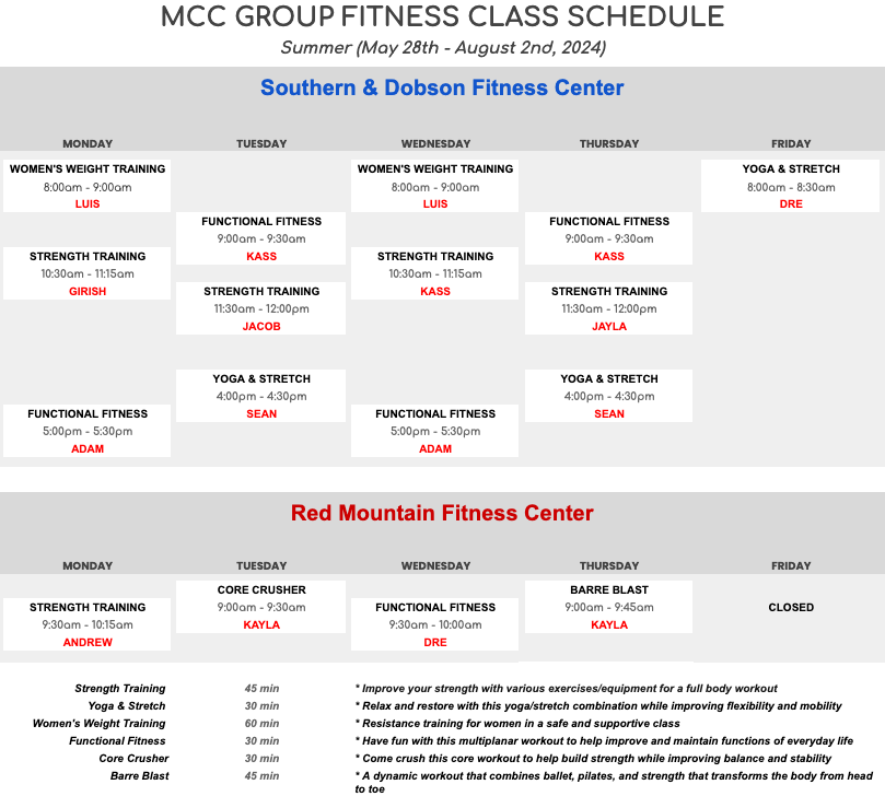 Group Fitness Schedule